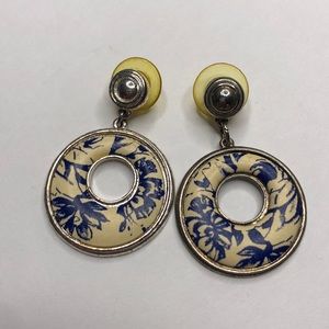 Vintage berebi blue beige dangle earrings